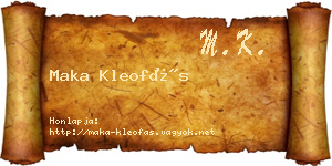 Maka Kleofás névjegykártya